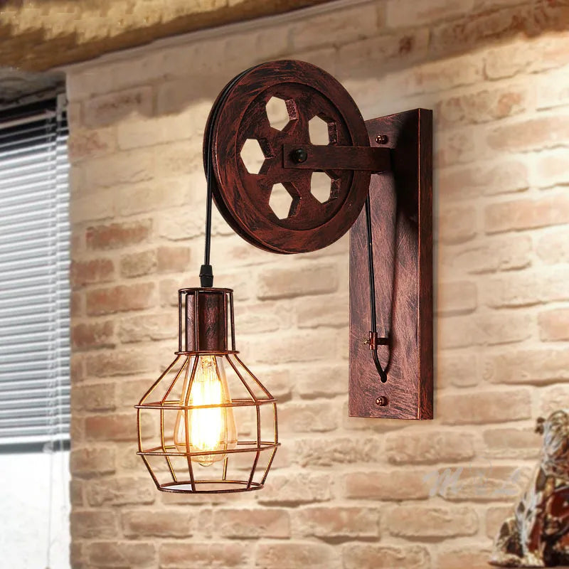Lampe Murale Industrielle Poulie rétro