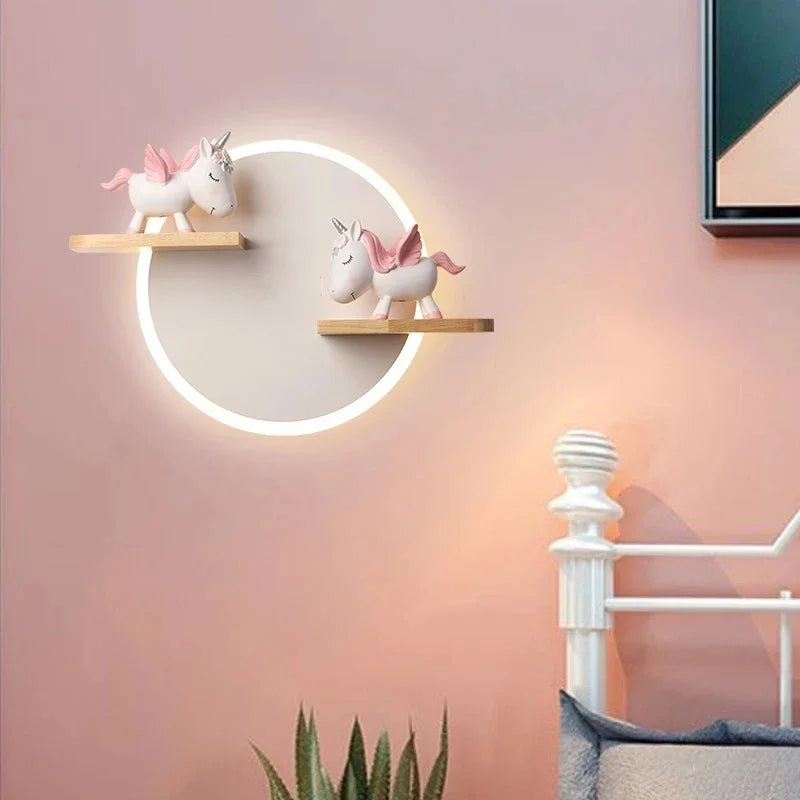 Lampe murale LED anneau lumineux bois