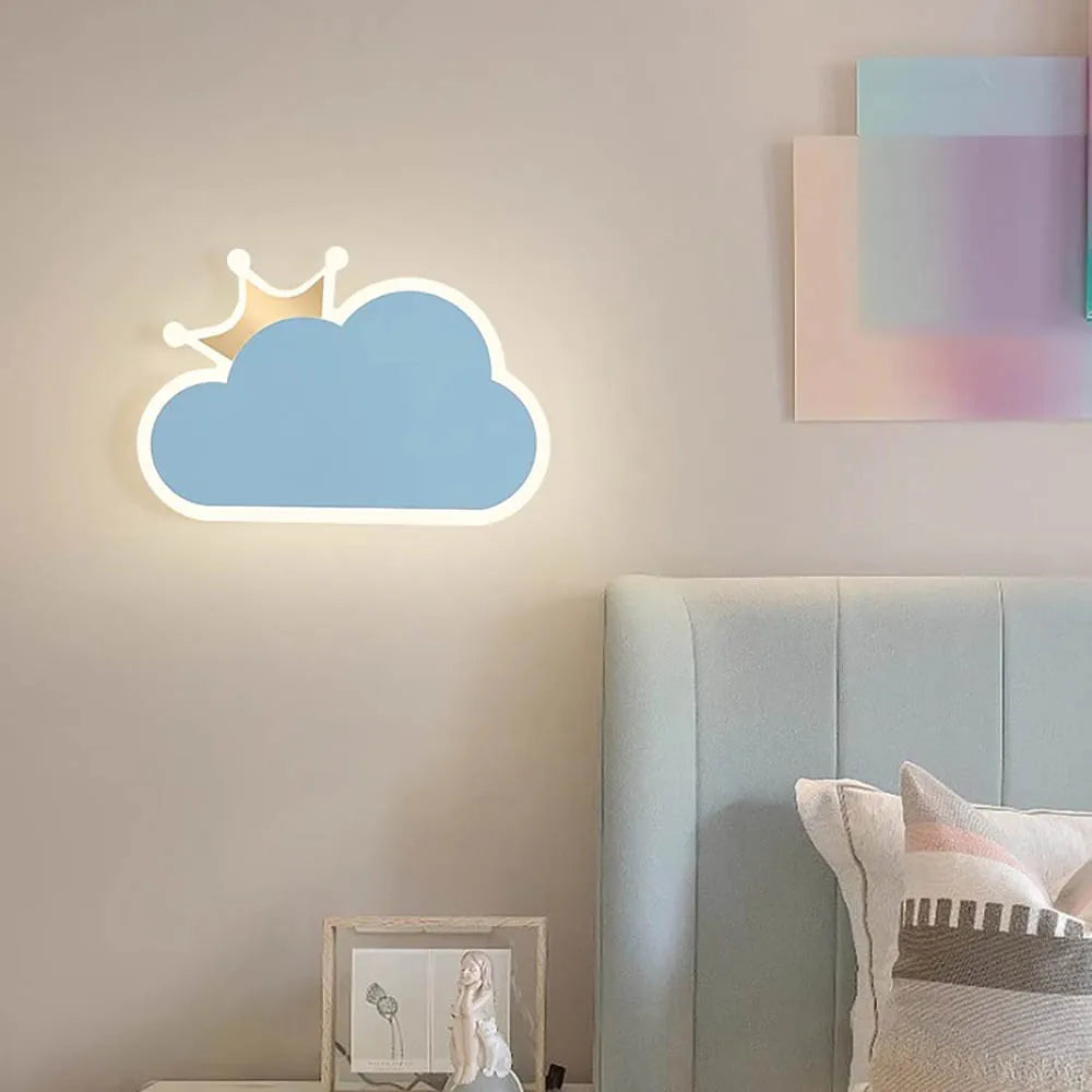 Applique Murale Enfant Nuage, couronne dorée