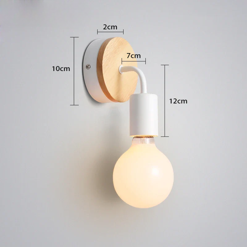 Applique Murale Bois Design Blanc et Bois Rond