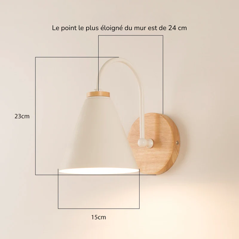 Applique Murale Bois Et Metal Noir dimensions