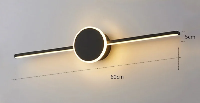 Applique Murale Salle De Bain Aluminium Noir rond 60 cm