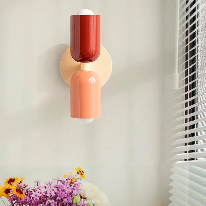 Applique Murale Double Abat Jour cylindriques colorées