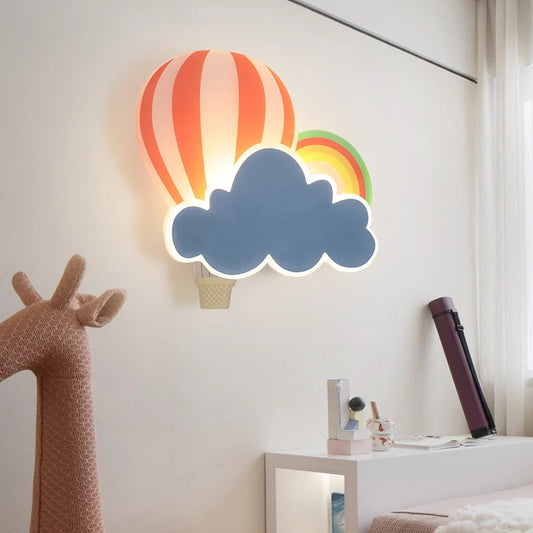 Applique murale enfant montgolfière lumineuse colorée